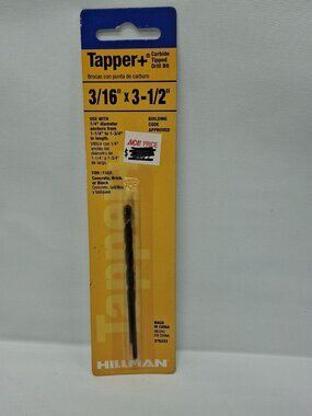 Hillman Group 375223 Tapper+ Carbide Tipped Drill Bit,  3/16" x 3-1/2"